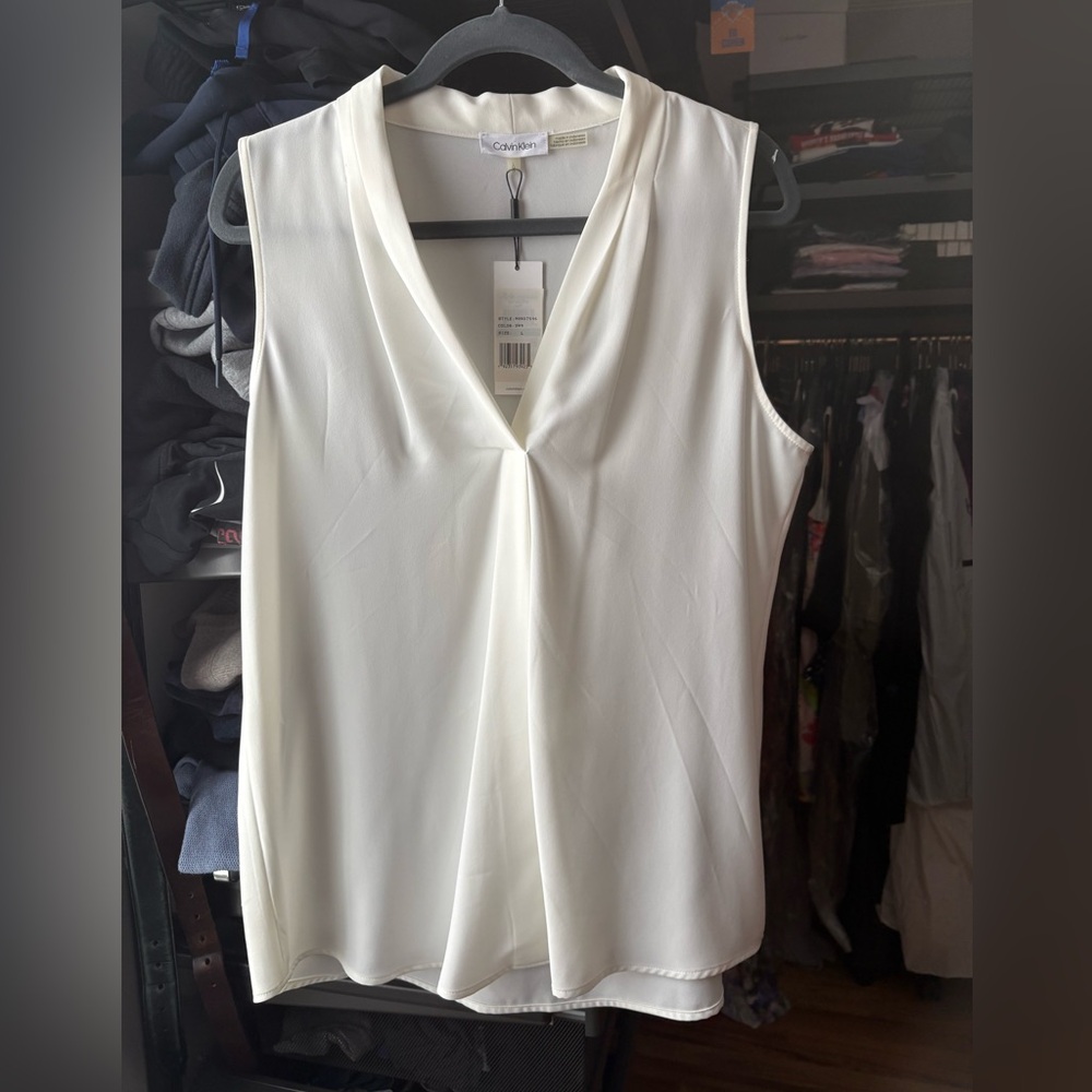 New Calvin Klein White Sleeveless Top